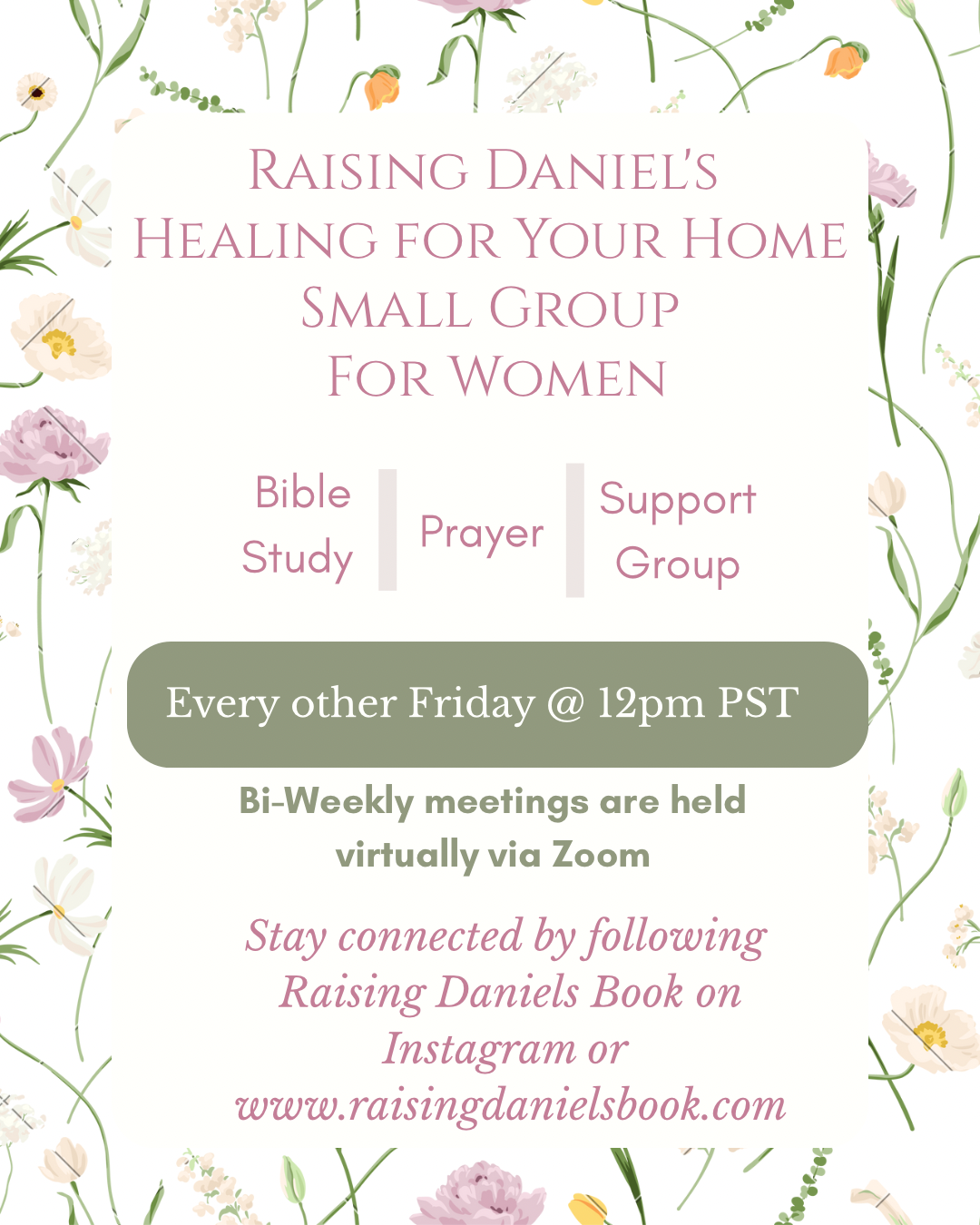Raising Daniel's Healing for Your Home Small Group for Women flyer